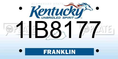 1IB8177 Kentucky License Plate