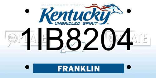 1IB8204 Kentucky License Plate