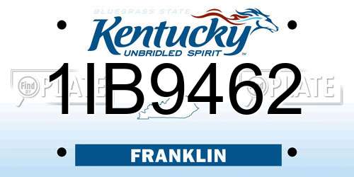 1IB9462 Kentucky License Plate