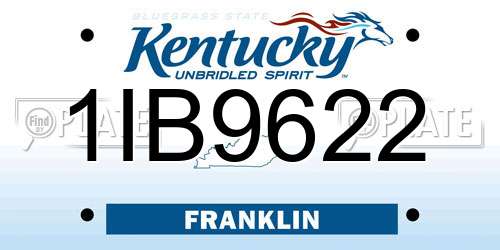 1IB9622 Kentucky License Plate