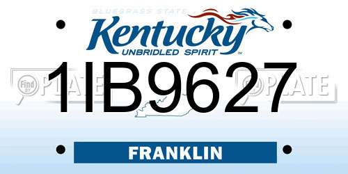1IB9627 Kentucky License Plate