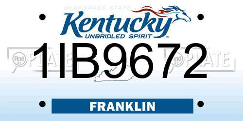 1IB9672 Kentucky License Plate