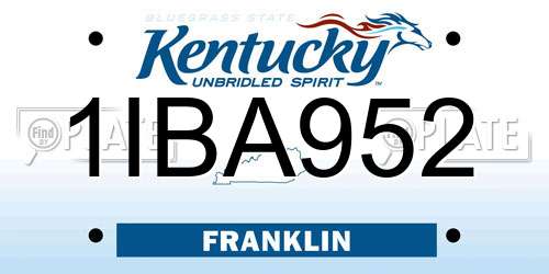 1IBA952 Kentucky License Plate