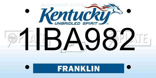 1IBA982 Kentucky License Plate