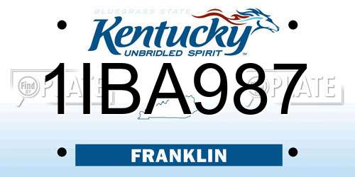1IBA987 Kentucky License Plate