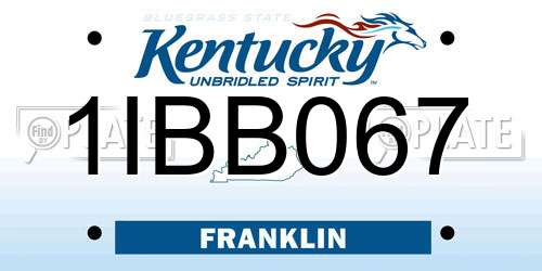 1IBB067 Kentucky License Plate