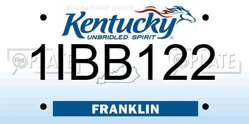 1IBB122 Kentucky License Plate