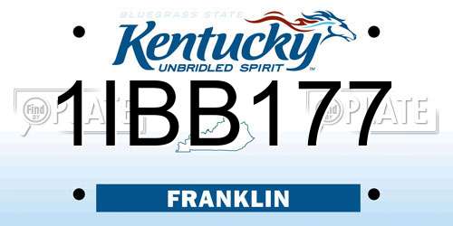 1IBB177 Kentucky License Plate
