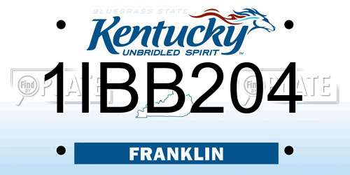 1IBB204 Kentucky License Plate