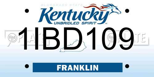 1IBD109 Kentucky License Plate