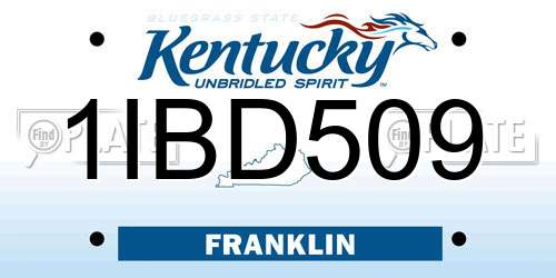 1IBD509 Kentucky License Plate