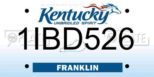 1IBD526 Kentucky License Plate