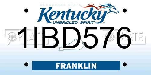 1IBD576 Kentucky License Plate