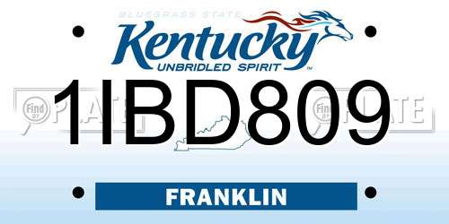 1IBD809 Kentucky License Plate