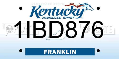 1IBD876 Kentucky License Plate