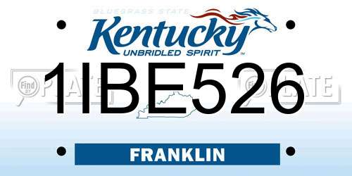 1IBE526 Kentucky License Plate