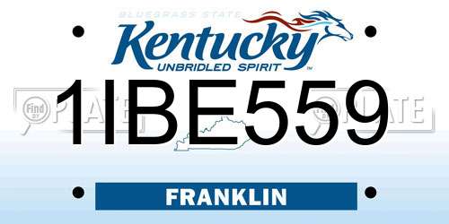 1IBE559 Kentucky License Plate