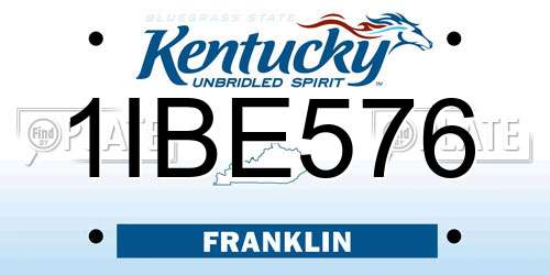 1IBE576 Kentucky License Plate