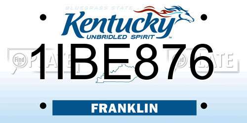 1IBE876 Kentucky License Plate