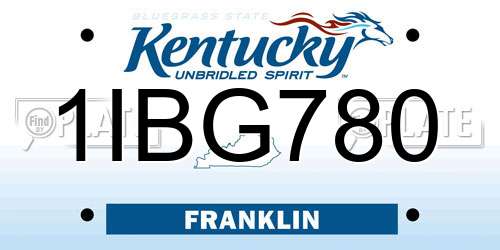 1IBG780 Kentucky License Plate