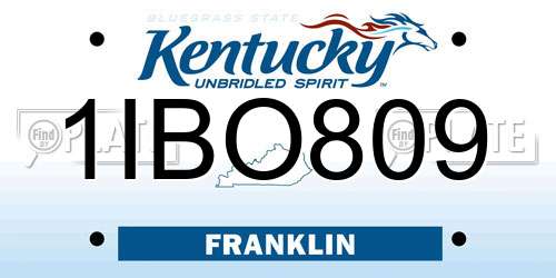 1IBO809 Kentucky License Plate