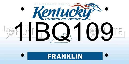 1IBQ109 Kentucky License Plate