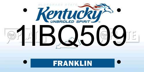 1IBQ509 Kentucky License Plate