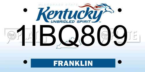 1IBQ809 Kentucky License Plate