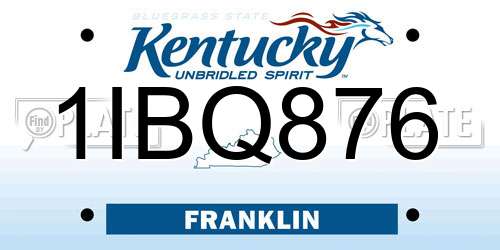 1IBQ876 Kentucky License Plate
