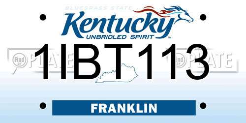 1IBT113 Kentucky License Plate