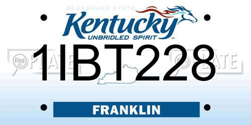 1IBT228 Kentucky License Plate