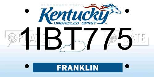 1IBT775 Kentucky License Plate