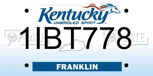 1IBT778 Kentucky License Plate