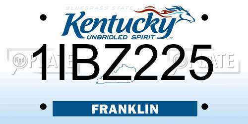 1IBZ225 Kentucky License Plate