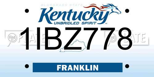 1IBZ778 Kentucky License Plate