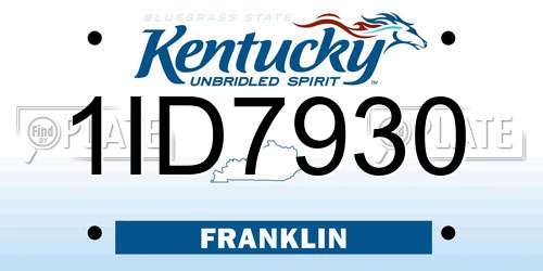 1ID7930 Kentucky License Plate