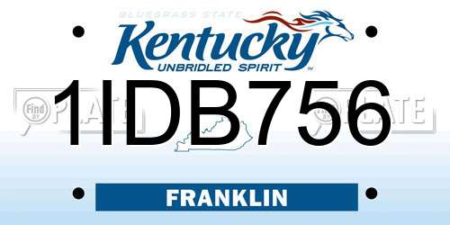 1IDB756 Kentucky License Plate