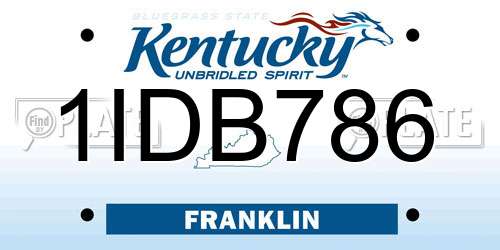 1IDB786 Kentucky License Plate
