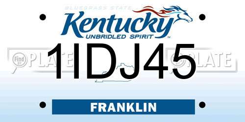 1IDJ45 Kentucky License Plate