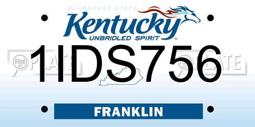 1IDS756 Kentucky License Plate