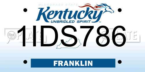 1IDS786 Kentucky License Plate