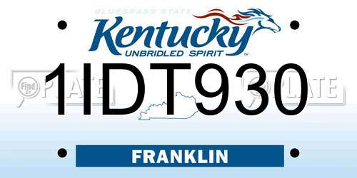 1IDT930 Kentucky License Plate