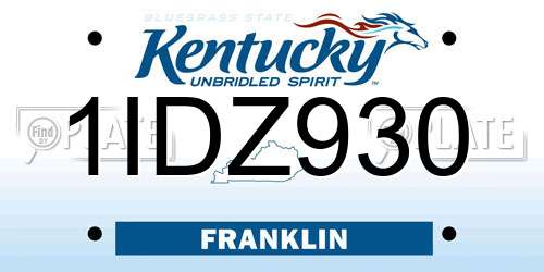 1IDZ930 Kentucky License Plate