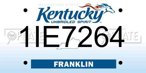 1IE7264 Kentucky License Plate