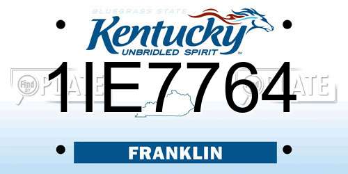 1IE7764 Kentucky License Plate