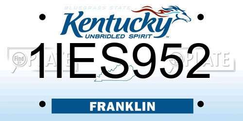 1IES952 Kentucky License Plate