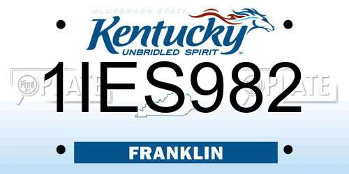 1IES982 Kentucky License Plate