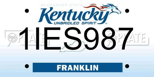 1IES987 Kentucky License Plate