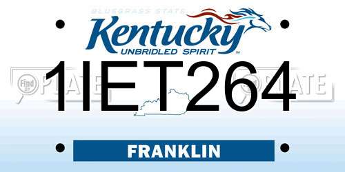 1IET264 Kentucky License Plate
