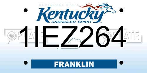 1IEZ264 Kentucky License Plate